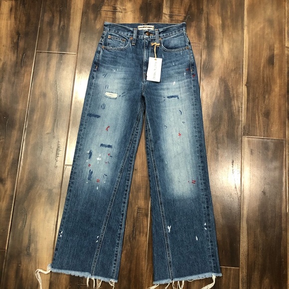 NWT Rivet & Thread Paint Splatter Wide Leg Jeans - Picture 1 of 12